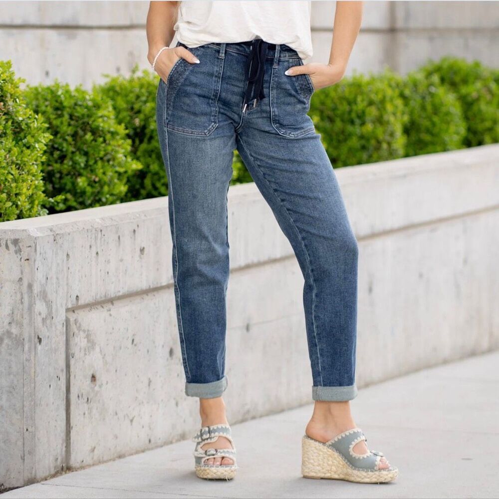 Judy Blue Chill Factor High Waist Cuff Jogger Denim Jeans Blue 11 30 12